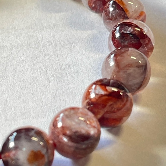 Natural Fire Quartz Bracelet 9mm Crystal Gemstone Stretchy Bracelet - Picture 3 of 5